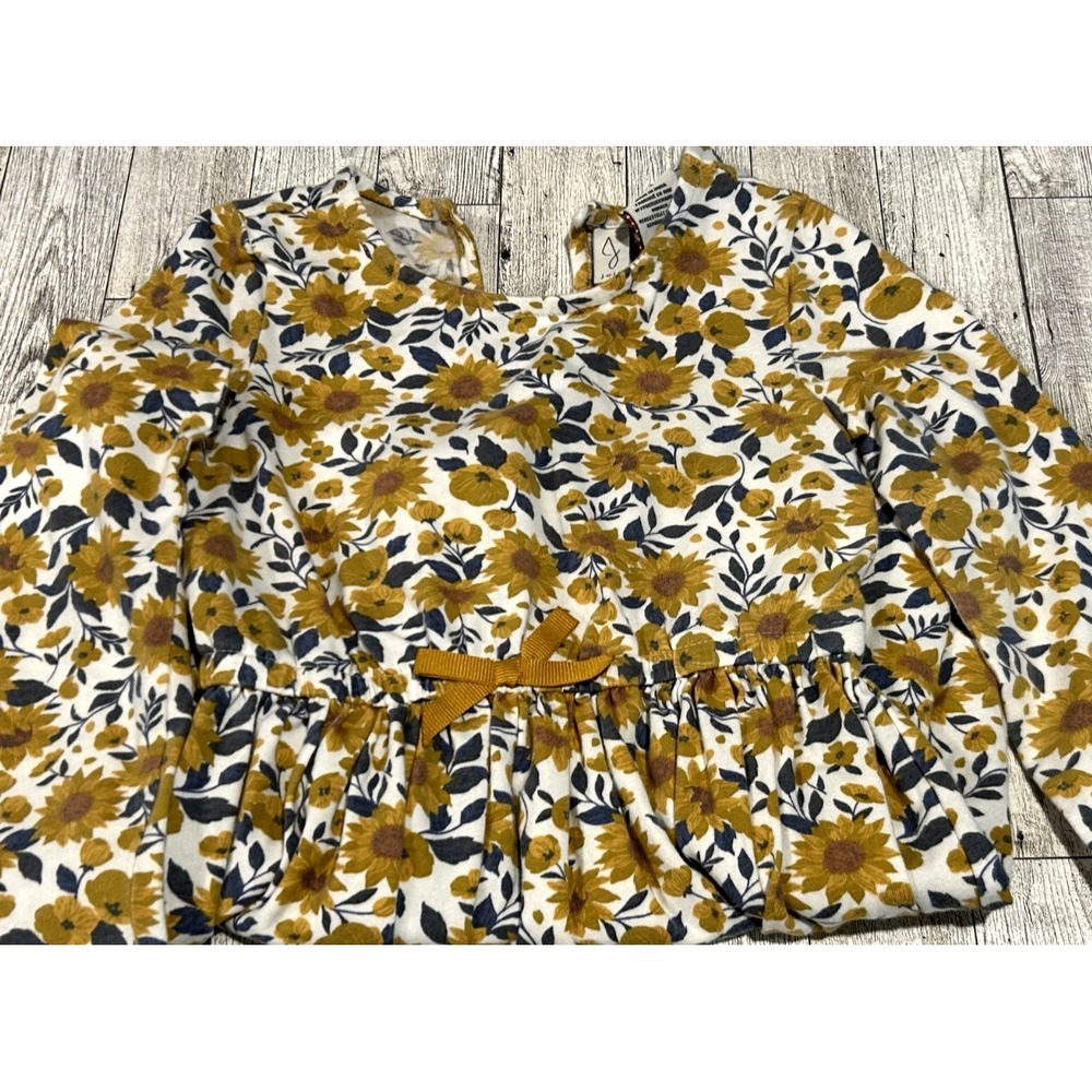Joie Youth Girls Yellow Floral Long‎ Sleeve Fit & Flare Dress Size XS 4